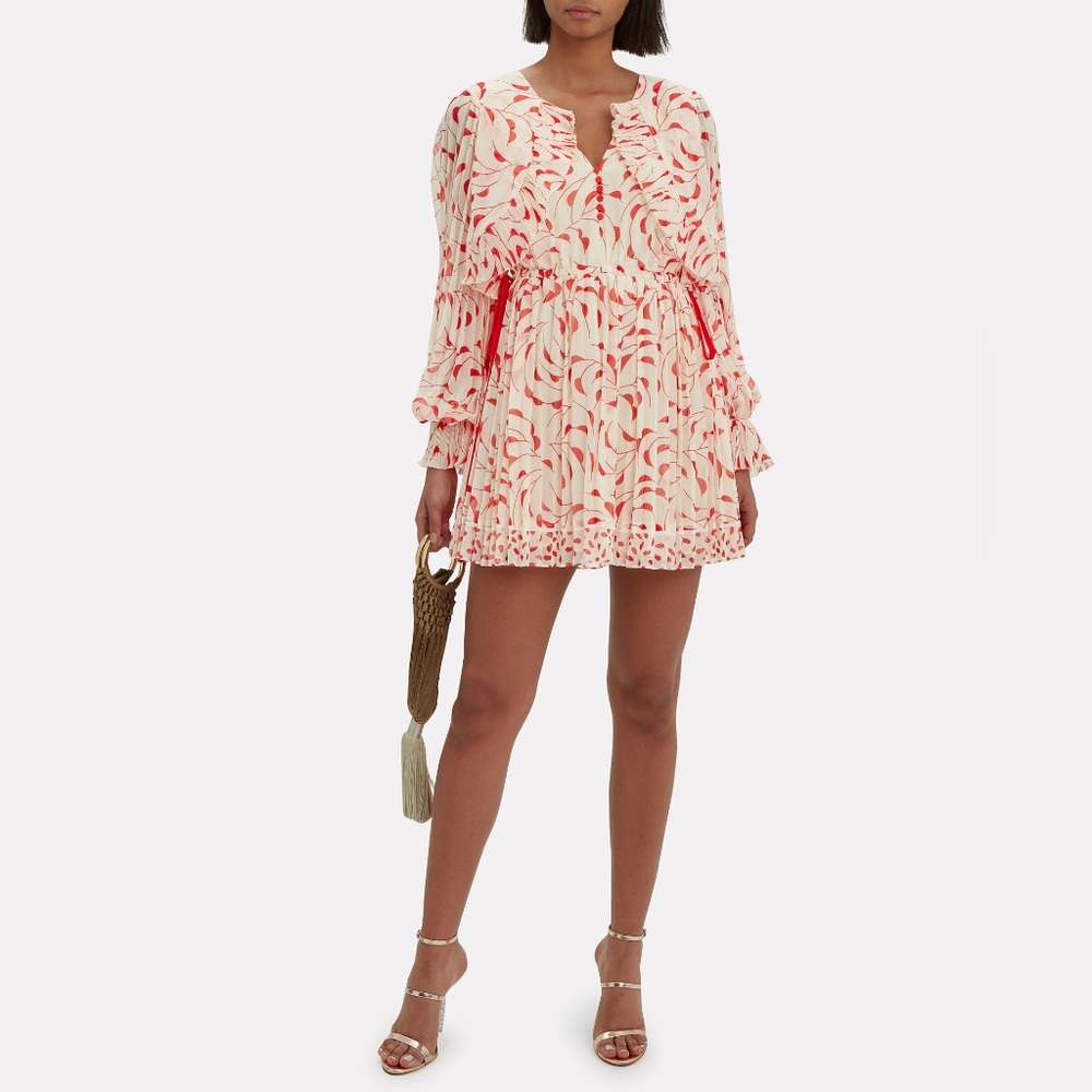 NWOT Self-Portrait Crescent Chiffon Printed Cape Dress